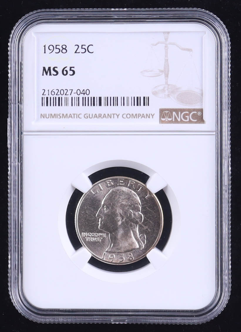 1958 Washington Silver Quarter (NGC MS65) at PristineAuction.com 1958 Washington Silver Quarter (NGC MS65) at PristineAuction.com