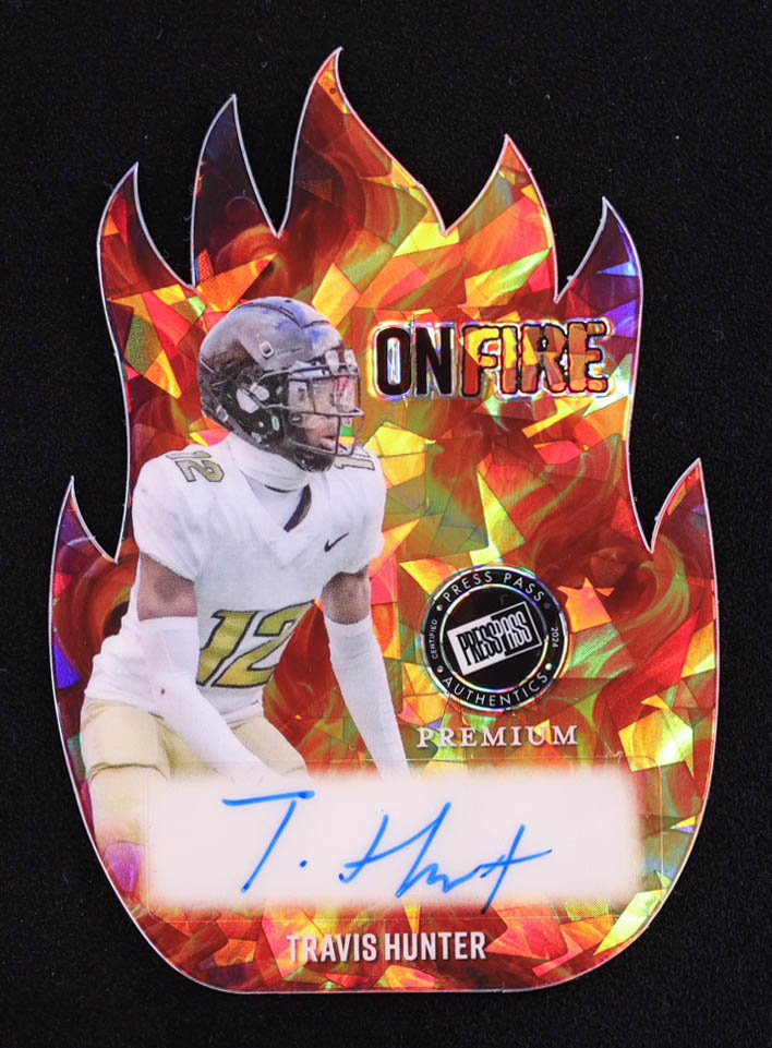 Travis Hunter 2024 Press Pass Premium On Fire Autographs Crystals #OFTH1 RC #5/10 at PristineAuction.com Travis Hunter 2024 Press Pass Premium On Fire Autographs Crystals #OFTH1 RC #5/10 at PristineAuction.com