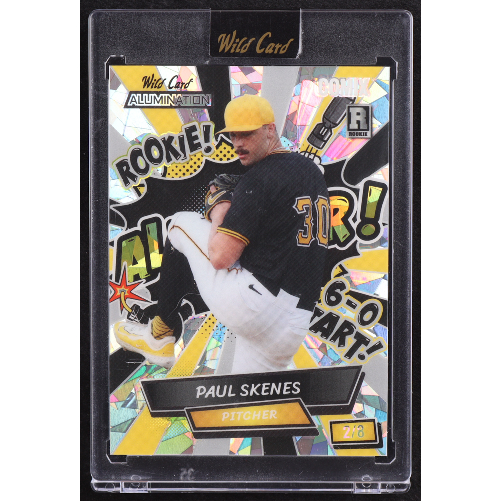 Paul Skenes 2024 Wild Card Alumination Comix All-Star Black Yellow and Silver Crystal #PS3 RC #2/8 at PristineAuction.com