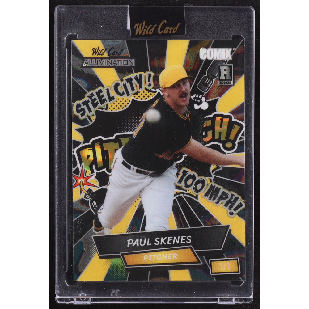 Paul Skenes 2024 Wild Card Alumination Comix Pittsburgh Black and Yellow Lava #PS4 RC #1/1 at PristineAuction.com Paul Skenes 2024 Wild Card Alumination Comix Pittsburgh Black and Yellow Lava #PS4 RC #1/1 at PristineAuction.com