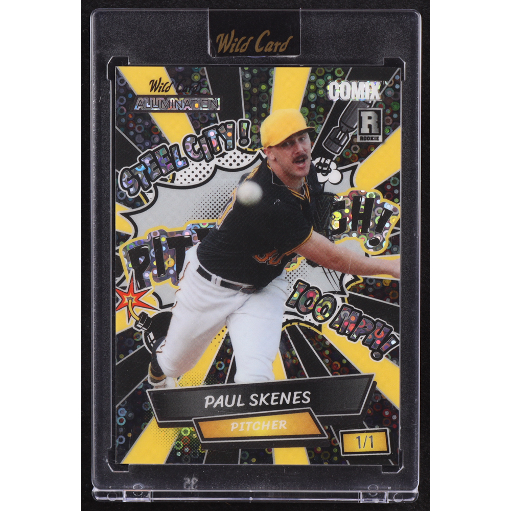 Paul Skenes 2024 Wild Card Alumination Comix Pittsburgh Black and Yellow Disco #PS4 RC #1/1 at PristineAuction.com
