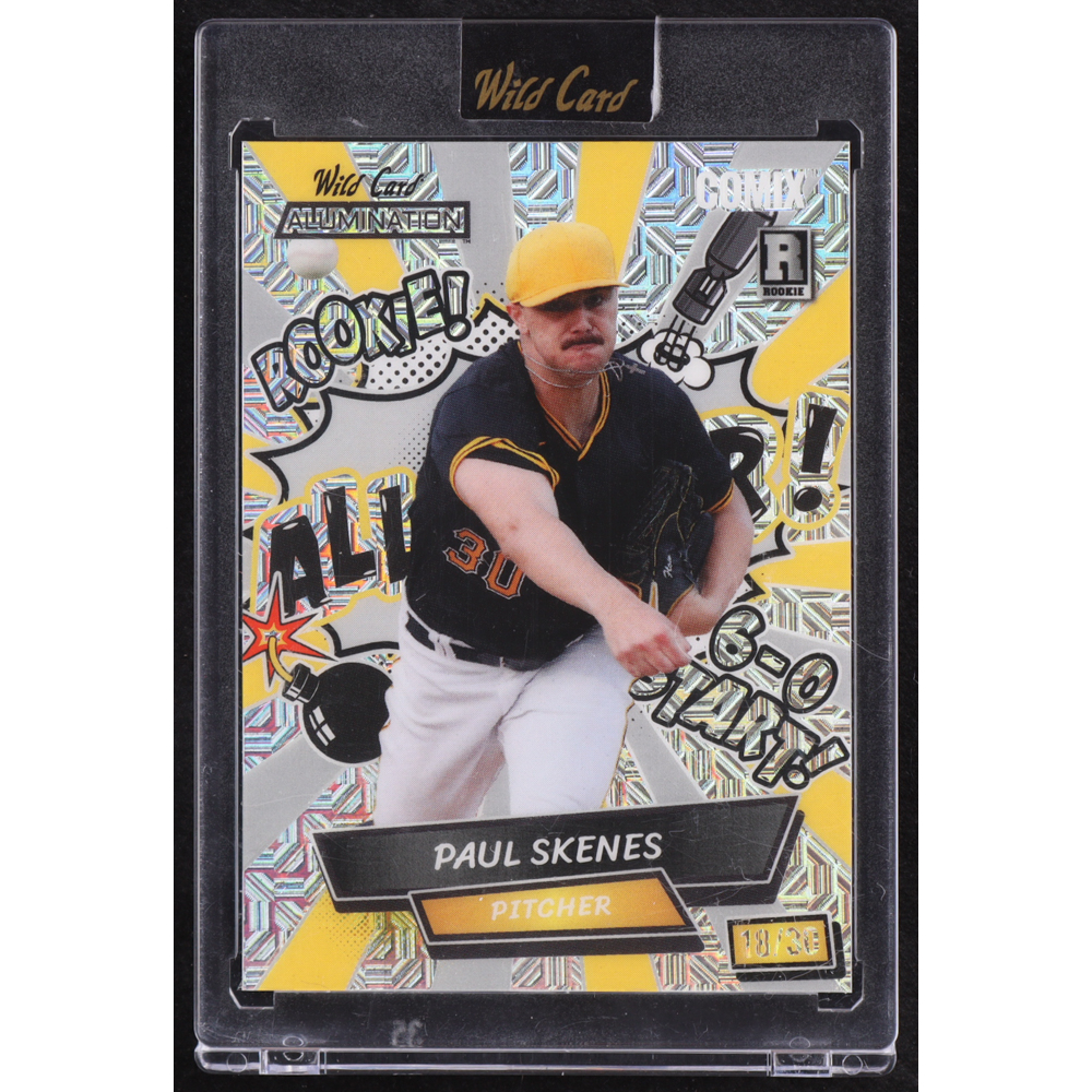 Paul Skenes 2024 Wild Card Alumination Comix All-Star Yellow and Silver Mojo #PS1 RC #18/30 at PristineAuction.com