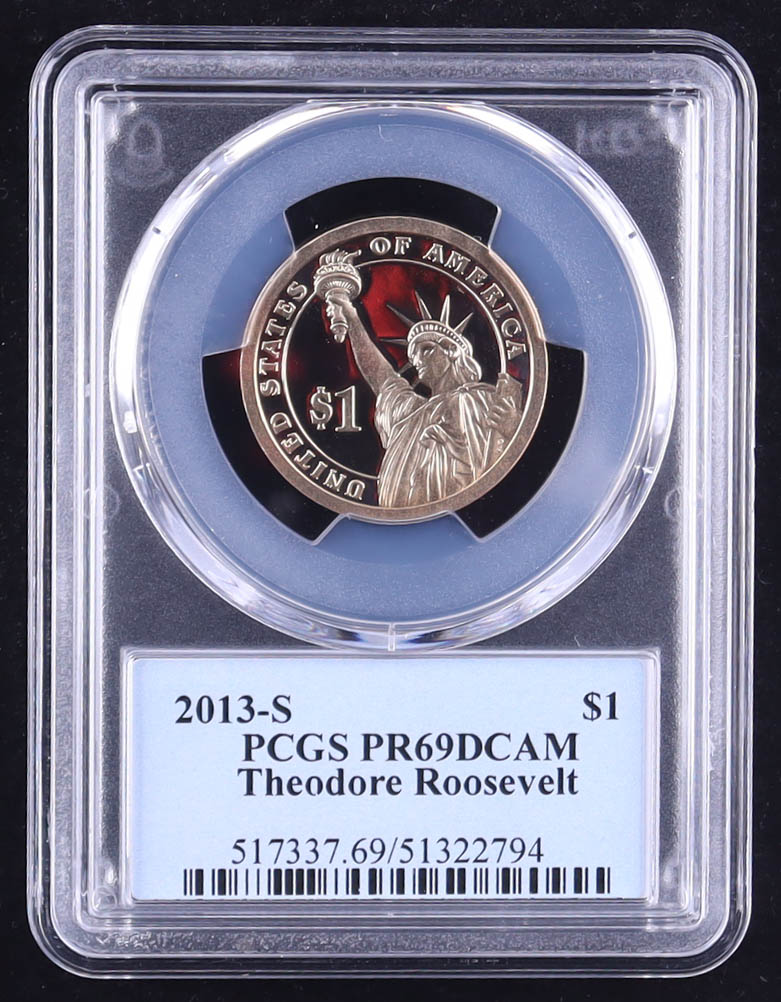 2013-S U.S. Presidential Proof $1 Coin - Theodore Roosevelt 26th President (PCGS PR69DCAM) at PristineAuction.com 2013-S U.S. Presidential Proof $1 Coin - Theodore Roosevelt 26th President (PCGS PR69DCAM) at PristineAuction.com