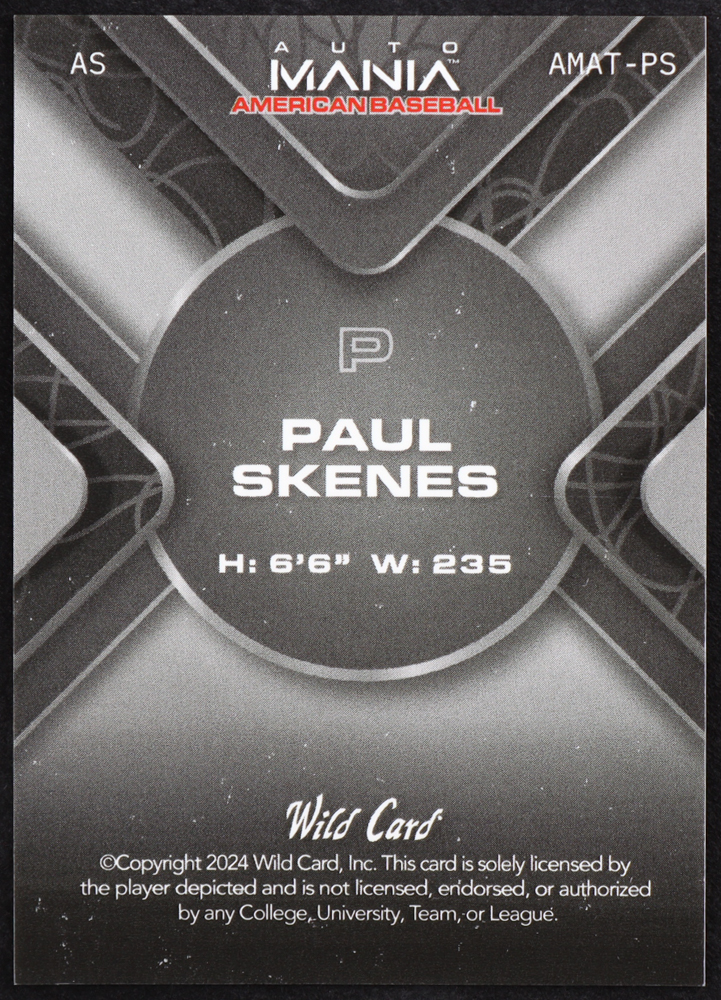 Paul Skenes 2024 Wild Card Auto Mania Triangle Red White and Blue Wave #PS RC #1/1 at PristineAuction.com Paul Skenes 2024 Wild Card Auto Mania Triangle Red White and Blue Wave #PS RC #1/1 at PristineAuction.com