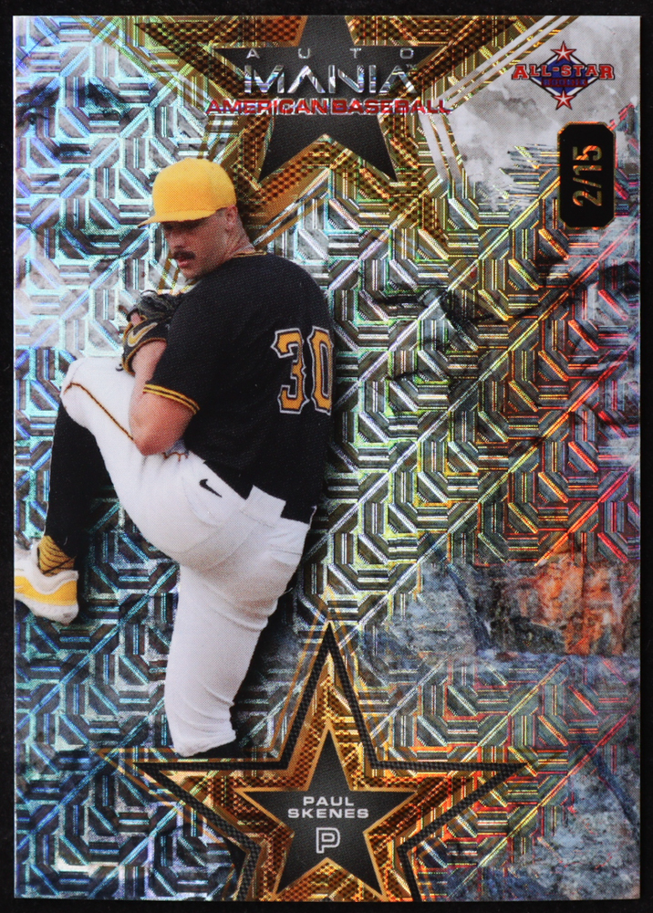 Paul Skenes 2024 Wild Card Auto Mania Star Mount Rushmore Mojo #PS RC #2/15 at PristineAuction.com Paul Skenes 2024 Wild Card Auto Mania Star Mount Rushmore Mojo #PS RC #2/15 at PristineAuction.com