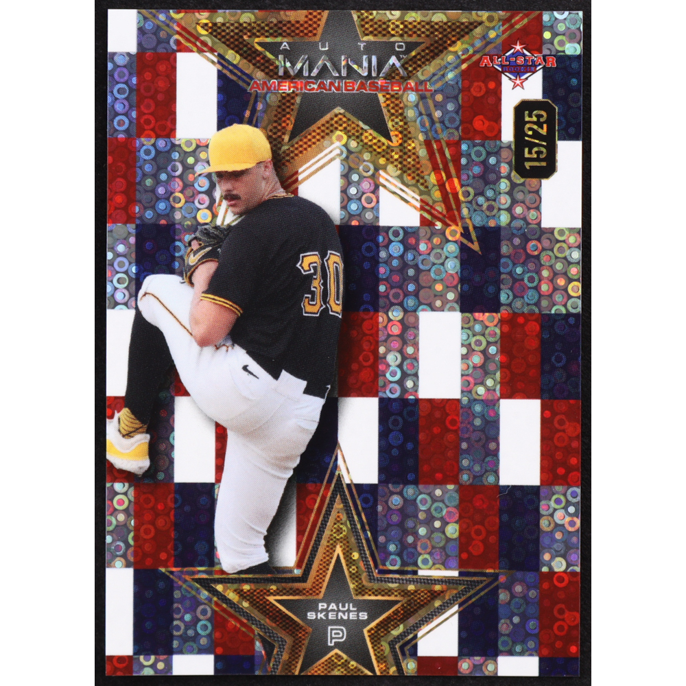 Paul Skenes 2024 Wild Card Auto Mania Star Red White and Blue Checker Disco #PS RC #15/25 at PristineAuction.com