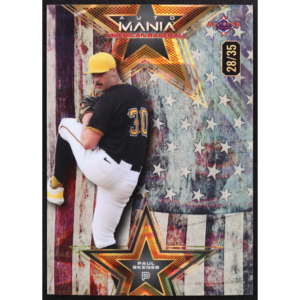 Paul Skenes 2024 Wild Card Auto Mania Star Vintage Flag Lava #PS RC #28/35 at PristineAuction.com