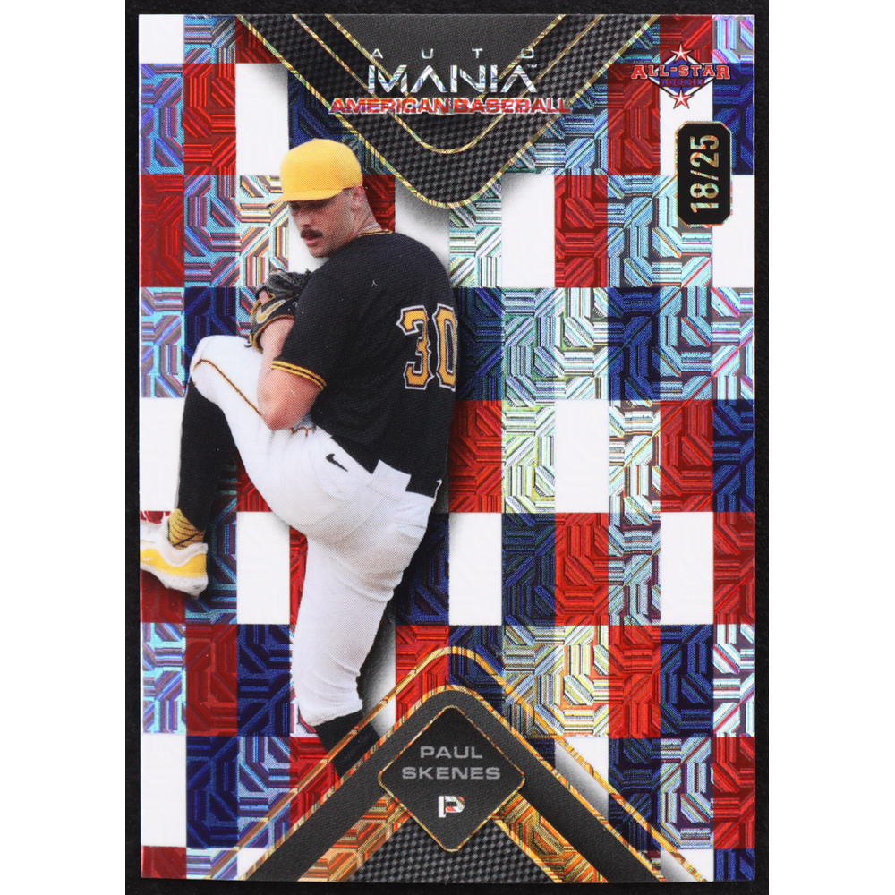 Paul Skenes 2024 Wild Card Auto Mania Triangle Red White and Blue Checker Mojo #PS RC #18/25 at PristineAuction.com Paul Skenes 2024 Wild Card Auto Mania Triangle Red White and Blue Checker Mojo #PS RC #18/25 at PristineAuction.com