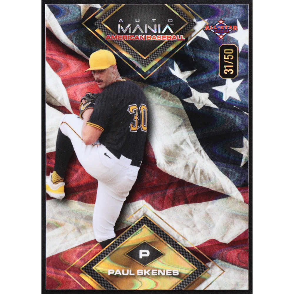 Paul Skenes 2024 Wild Card Auto Mania Diamond Waving Flag RayWave #PS RC #31/50 at PristineAuction.com