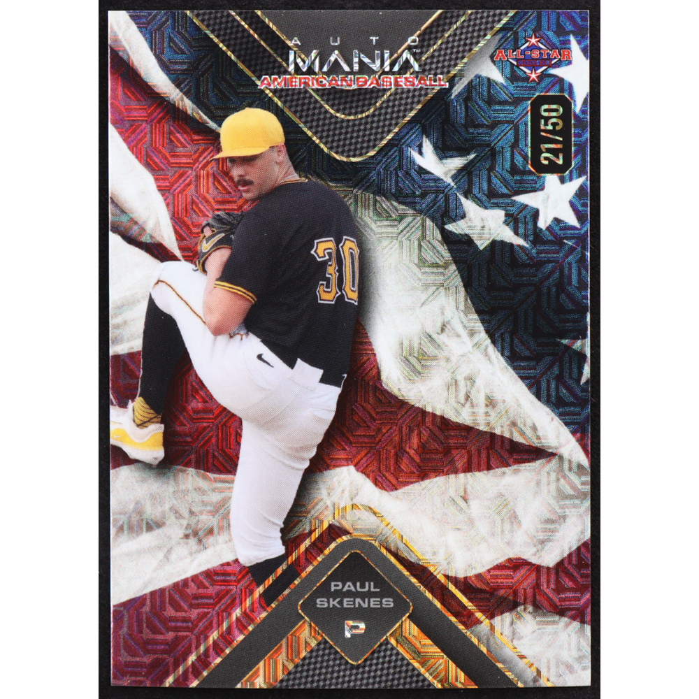 Paul Skenes 2024 Wild Card Auto Mania Triangle Waving Flag Mojo #PS RC #21/50 at PristineAuction.com