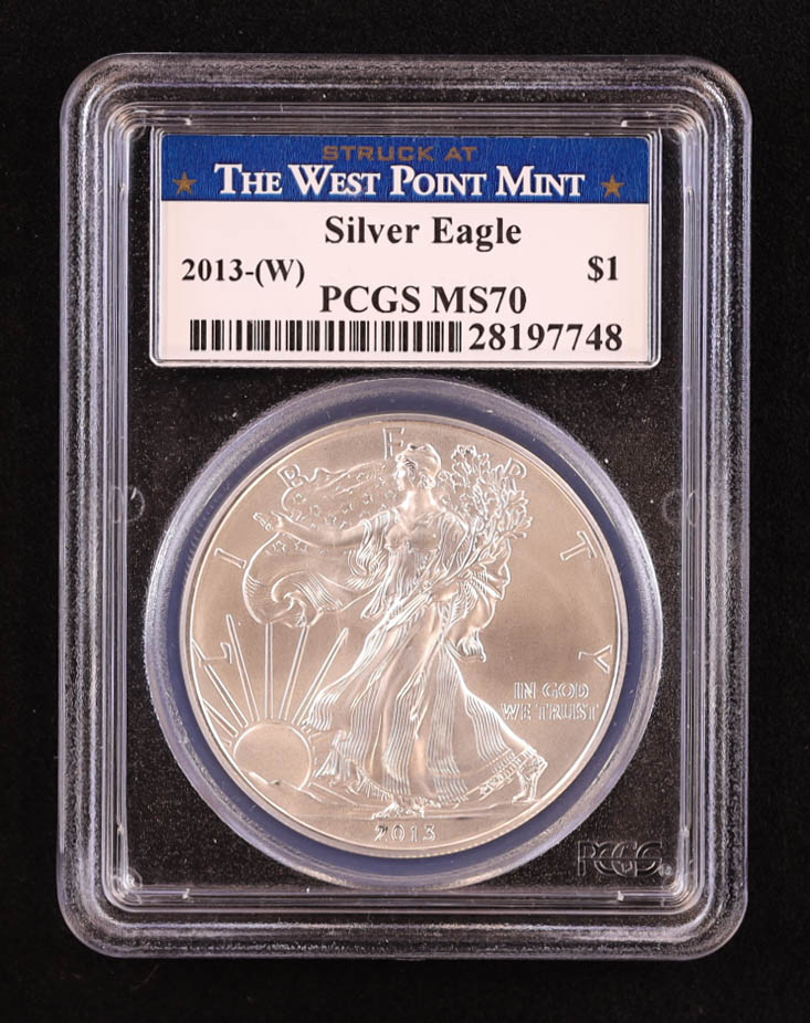 2013-(W) American Silver Eagle - Struck at The West Point Mint (PCGS MS70) at PristineAuction.com 2013-(W) American Silver Eagle - Struck at The West Point Mint (PCGS MS70) at PristineAuction.com