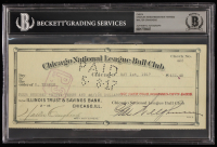 Chicago Cubs Original Check from 1917 Signed by Walter Craighead, Steve Yerkes & Charles Weeghman (Beckett Encapsulated) at PristineAuction.com
