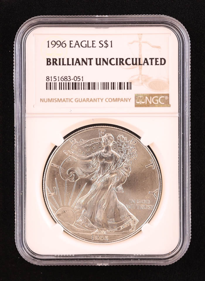 1996 American Silver Eagle (NGC BRILLIANT UNCIRCULATED) at PristineAuction.com 1996 American Silver Eagle (NGC BRILLIANT UNCIRCULATED) at PristineAuction.com