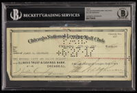 Chicago Cubs Original Check from 1917 Signed by Walter Craighead, Jimmy Sheckard & Charles Weeghman (Beckett Encapsulated) at PristineAuction.com