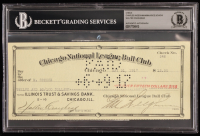 Chicago Cubs Original Check from 1917 Signed by Walter Craighead, Maurice Schick & Charles Weeghman (Beckett Encapsulated) at PristineAuction.com