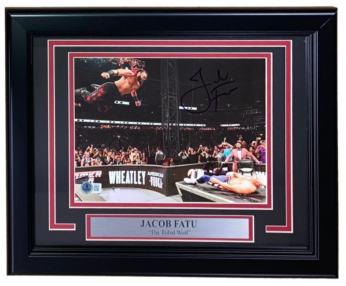 Jacob Fatu Signed WWE Custom Framed Photo (Beckett) at PristineAuction.com Jacob Fatu Signed WWE Custom Framed Photo (Beckett) at PristineAuction.com