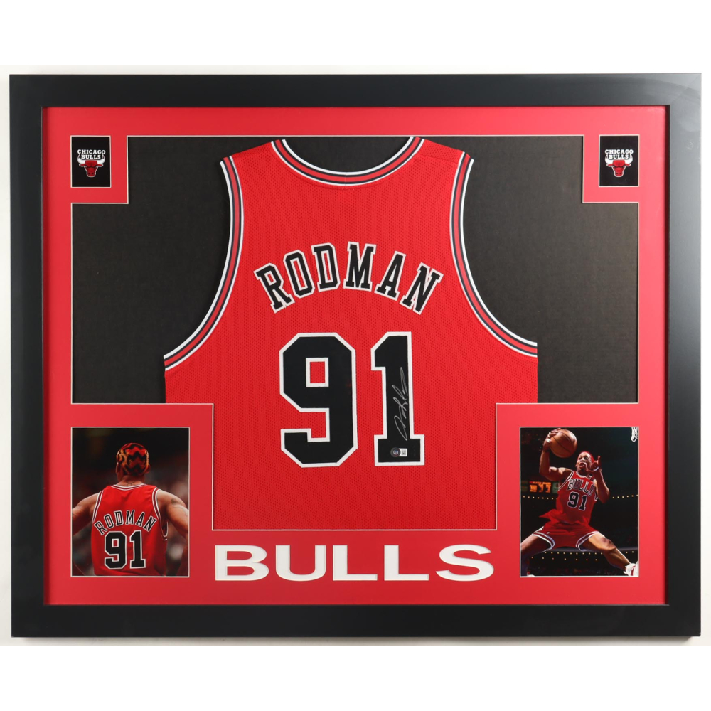 Dennis Rodman Signed Custom Framed Jersey Display (Beckett) at PristineAuction.com
