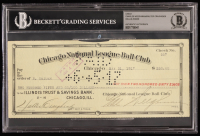 Chicago Cubs Original Check from 1917 Signed by Walter Craighead, Rollie Zeider & Charles Weeghman (Beckett Encapsulated) at PristineAuction.com