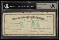 Chicago Cubs Original Check from 1920 Signed by Walter Craighead & Dode Paskert (Beckett Encapsulated) at PristineAuction.com
