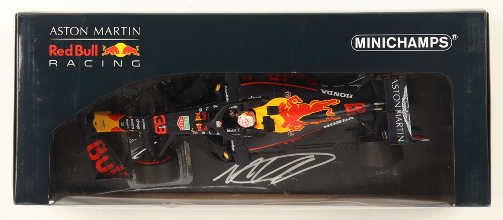 Max Verstappen Signed 2019 Aston Martin Red Bull Racing RB15 / Winner German GP 2019 1:18 Diecast Car (Beckett) at PristineAuction.com Max Verstappen Signed 2019 Aston Martin Red Bull Racing RB15 / Winner German GP 2019 1:18 Diecast Car (Beckett) at PristineAuction.com