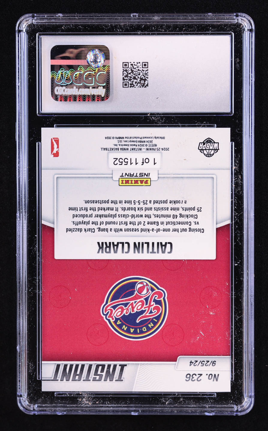 Caitlin Clark 2024 Panini Instant WNBA #236 RC (CGC 10) at PristineAuction.com Caitlin Clark 2024 Panini Instant WNBA #236 RC (CGC 10) at PristineAuction.com