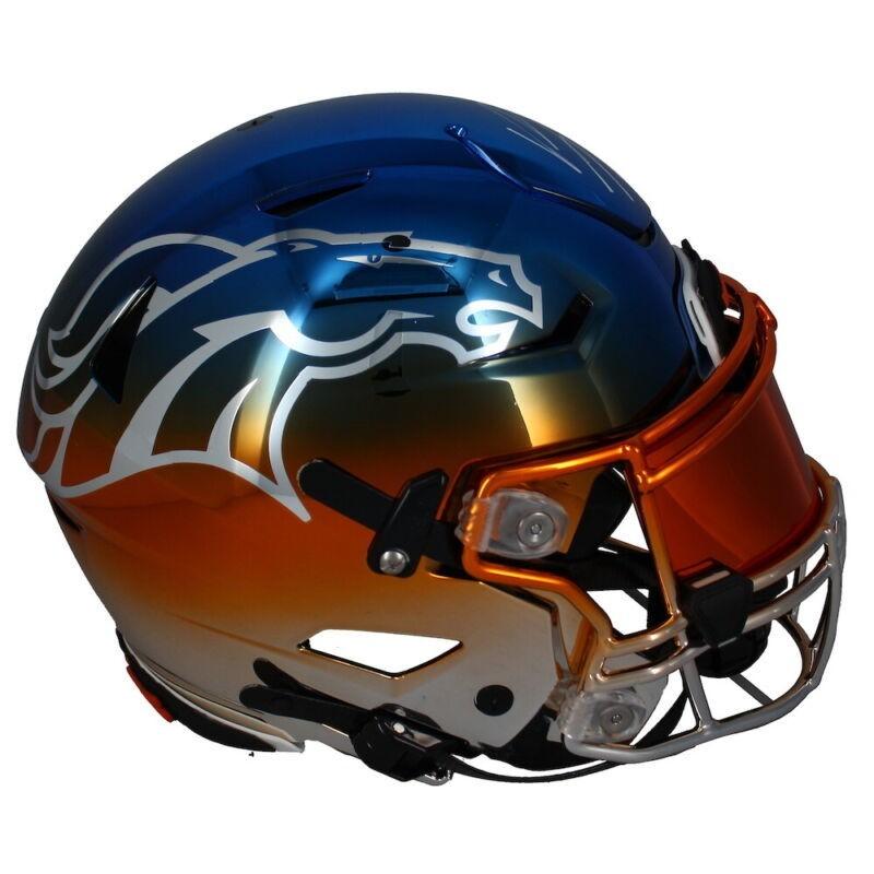 Bo Nix Signed Broncos Full-Size Authentic On-Field Chrome Custom Speedflex Helmet (Beckett) at PristineAuction.com Bo Nix Signed Broncos Full-Size Authentic On-Field Chrome Custom Speedflex Helmet (Beckett) at PristineAuction.com