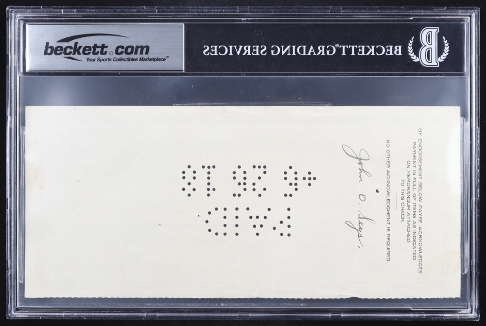 Chicago Cubs Original Check from 1918 Signed by Walter Craighead & John O. Seys (Beckett Encapsulated) at PristineAuction.com Chicago Cubs Original Check from 1918 Signed by Walter Craighead & John O. Seys (Beckett Encapsulated) at PristineAuction.com