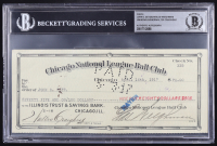 Chicago Cubs Original Check from 1917 Signed by (4) Walter Craighead, John O. Seys & Charles Weeghman (Beckett Encapsulated) at PristineAuction.com
