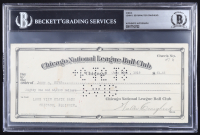 Chicago Cubs Original Check from 1918 Signed by Walter Craighead & John O. Seys (Beckett Encapsulated) at PristineAuction.com