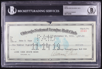 Chicago Cubs Original Check from 1919 Signed by William Veeck Sr. & John O. Seys (Beckett Encapsulated) at PristineAuction.com