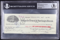 Chicago Cubs Original Check from 1917 Signed by Walter Craighead, John O. Seys & Charles Weeghman (Beckett Encapsulated) at PristineAuction.com