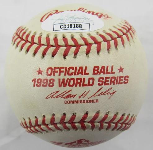 David Cone Signed 1998 World Series Logo Baseball (JSA) at PristineAuction.com David Cone Signed 1998 World Series Logo Baseball (JSA) at PristineAuction.com