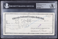 Chicago Cubs Original Check from 1918 Signed by (3) William Veeck Sr. & John O. Seys (Beckett Encapsulated) at PristineAuction.com