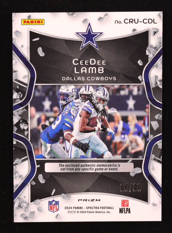 CeeDee Lamb 2024 Panini Spectra Crush #10 #66/99 at PristineAuction.com CeeDee Lamb 2024 Panini Spectra Crush #10 #66/99 at PristineAuction.com