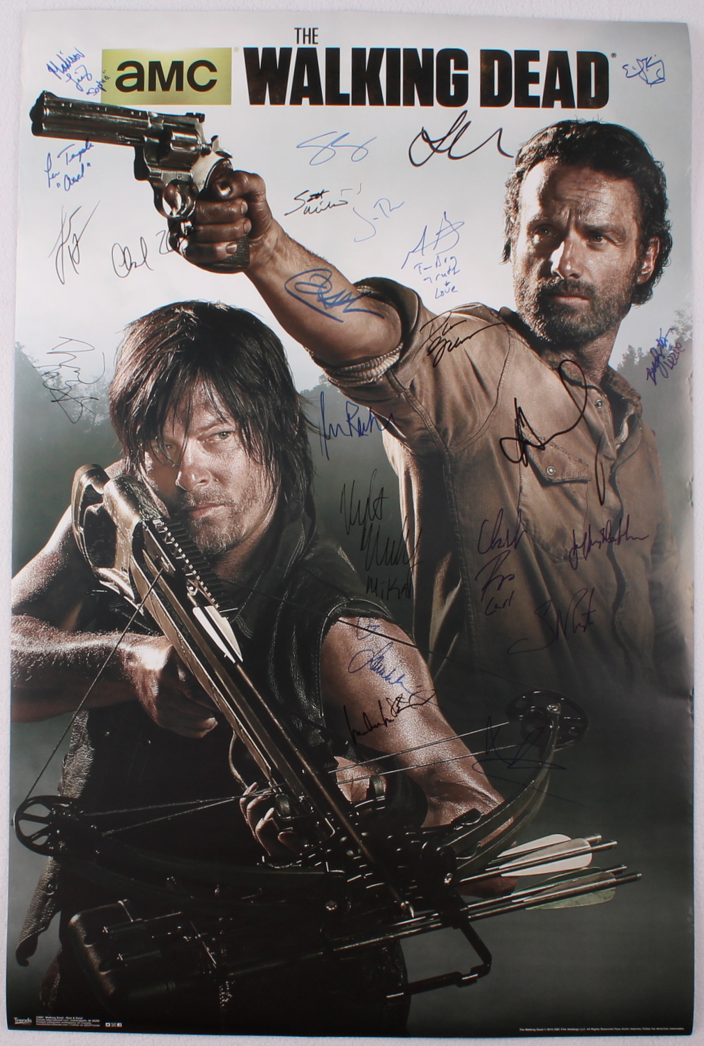Cast-Signed "The Walking Dead" 22x32 Poster with (23) Signatures Including Andrew Lincoln, Steven Yeun, Chandler Riggs, Norman Reeds, Lauren Cohan, Melissa McBride, Emily Kinney (JSA LOA) at PristineAuction.com Cast-Signed "The Walking Dead" 22x32 Poster with (23) Signatures Including Andrew Lincoln, Steven Yeun, Chandler Riggs, Norman Reeds, Lauren Cohan, Melissa McBride, Emily Kinney (JSA LOA) at PristineAuction.com