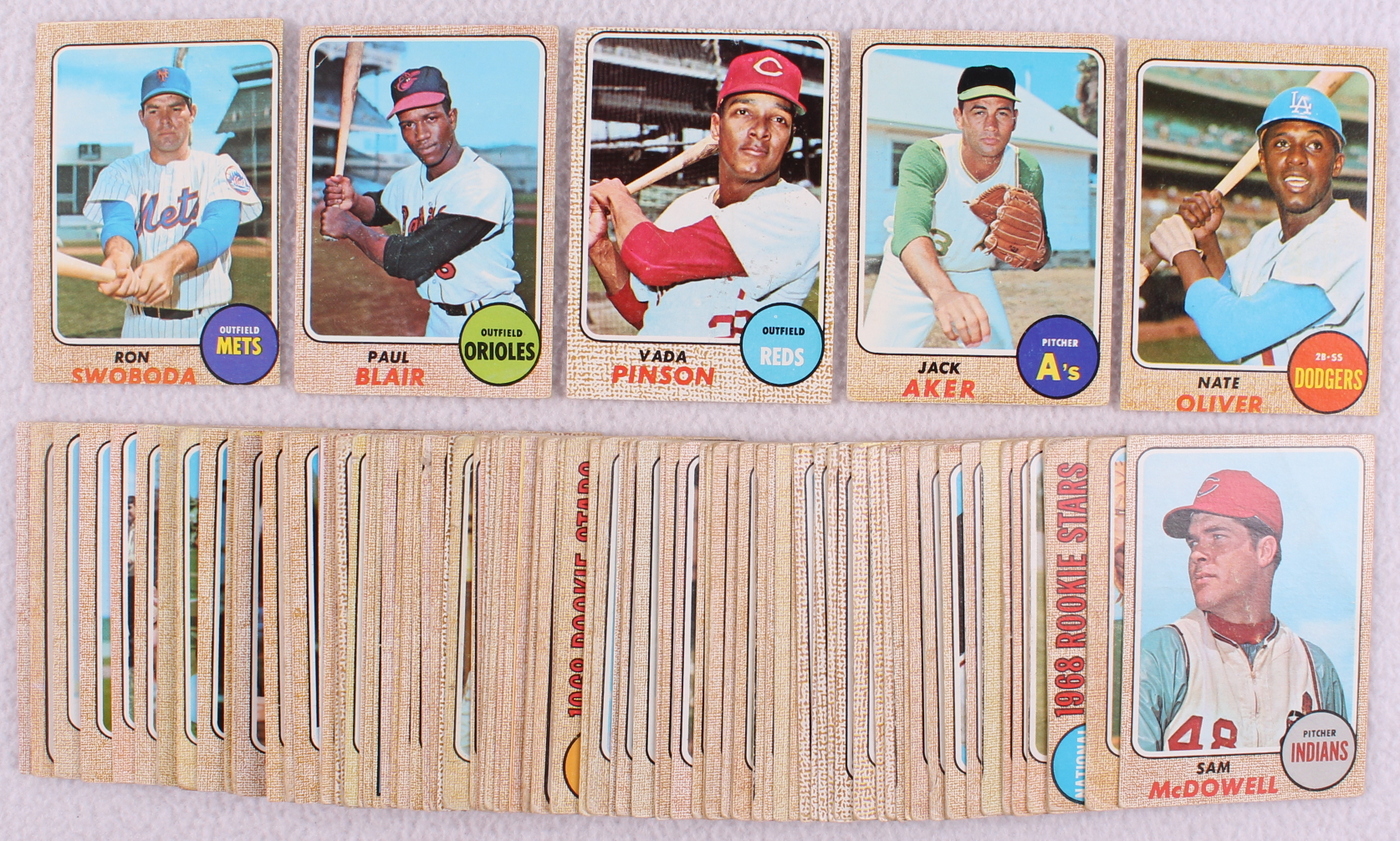 Lot of (102) 1968 Topps Baseball Cards with #114 Ron Swoboda, #135 Paul Blair, #90 Vada Pinson, #224 Jack Aker, #124 Nate Oliver at PristineAuction.com Lot of (102) 1968 Topps Baseball Cards with #114 Ron Swoboda, #135 Paul Blair, #90 Vada Pinson, #224 Jack Aker, #124 Nate Oliver at PristineAuction.com