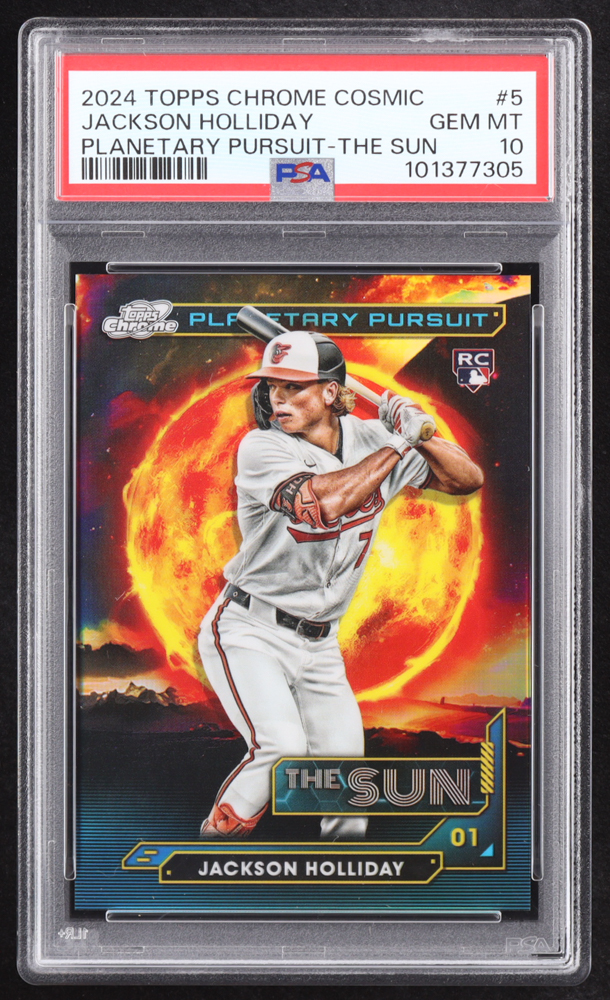 Jackson Holliday 2024 Topps Cosmic Chrome Planetary Pursuit Sun #PPS5 RC (PSA 10) at PristineAuction.com Jackson Holliday 2024 Topps Cosmic Chrome Planetary Pursuit Sun #PPS5 RC (PSA 10) at PristineAuction.com