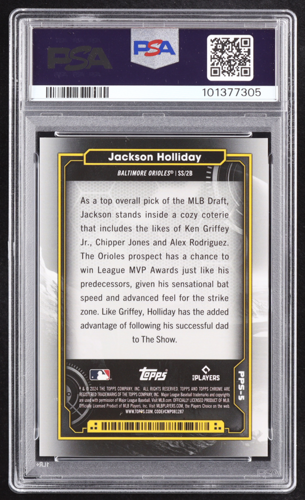 Jackson Holliday 2024 Topps Cosmic Chrome Planetary Pursuit Sun #PPS5 RC (PSA 10) at PristineAuction.com Jackson Holliday 2024 Topps Cosmic Chrome Planetary Pursuit Sun #PPS5 RC (PSA 10) at PristineAuction.com