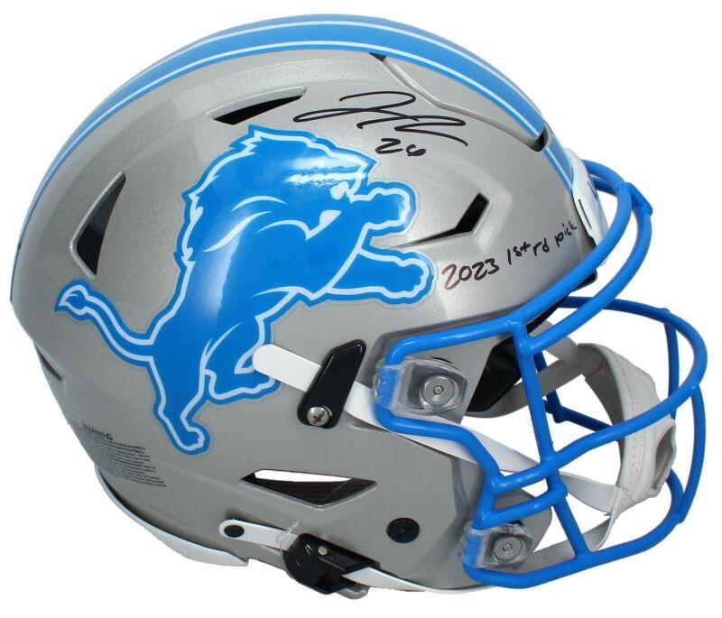 Jahmyr Gibbs Signed Lions Full-Size Authentic On-Field Speedflex Helmet Inscribed "2023 1st Rd. Pick" (Fanatics) at PristineAuction.com Jahmyr Gibbs Signed Lions Full-Size Authentic On-Field Speedflex Helmet Inscribed "2023 1st Rd. Pick" (Fanatics) at PristineAuction.com