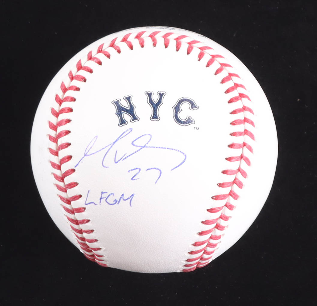 Mark Vientos Signed OML Mets Logo Baseball Inscribed "LFGM" (Beckett) at PristineAuction.com Mark Vientos Signed OML Mets Logo Baseball Inscribed "LFGM" (Beckett) at PristineAuction.com