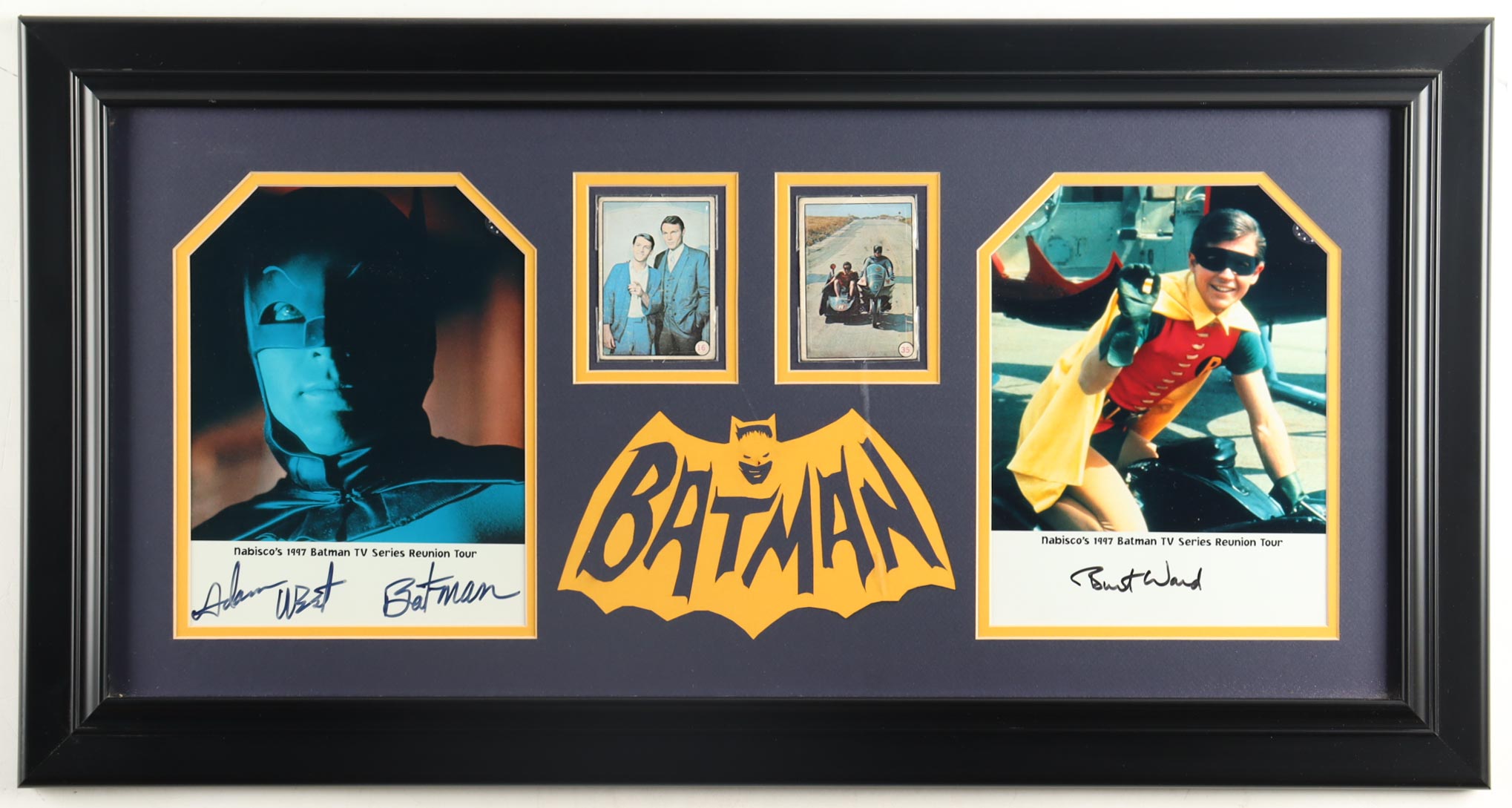 Adam West & Burt Ward Signed 1997 "Batman Nabisco's TV Series Reunion" Custom Framed Photo Display Inscribed "Batman" (Beckett) at PristineAuction.com Adam West & Burt Ward Signed 1997 "Batman Nabisco's TV Series Reunion" Custom Framed Photo Display Inscribed "Batman" (Beckett) at PristineAuction.com