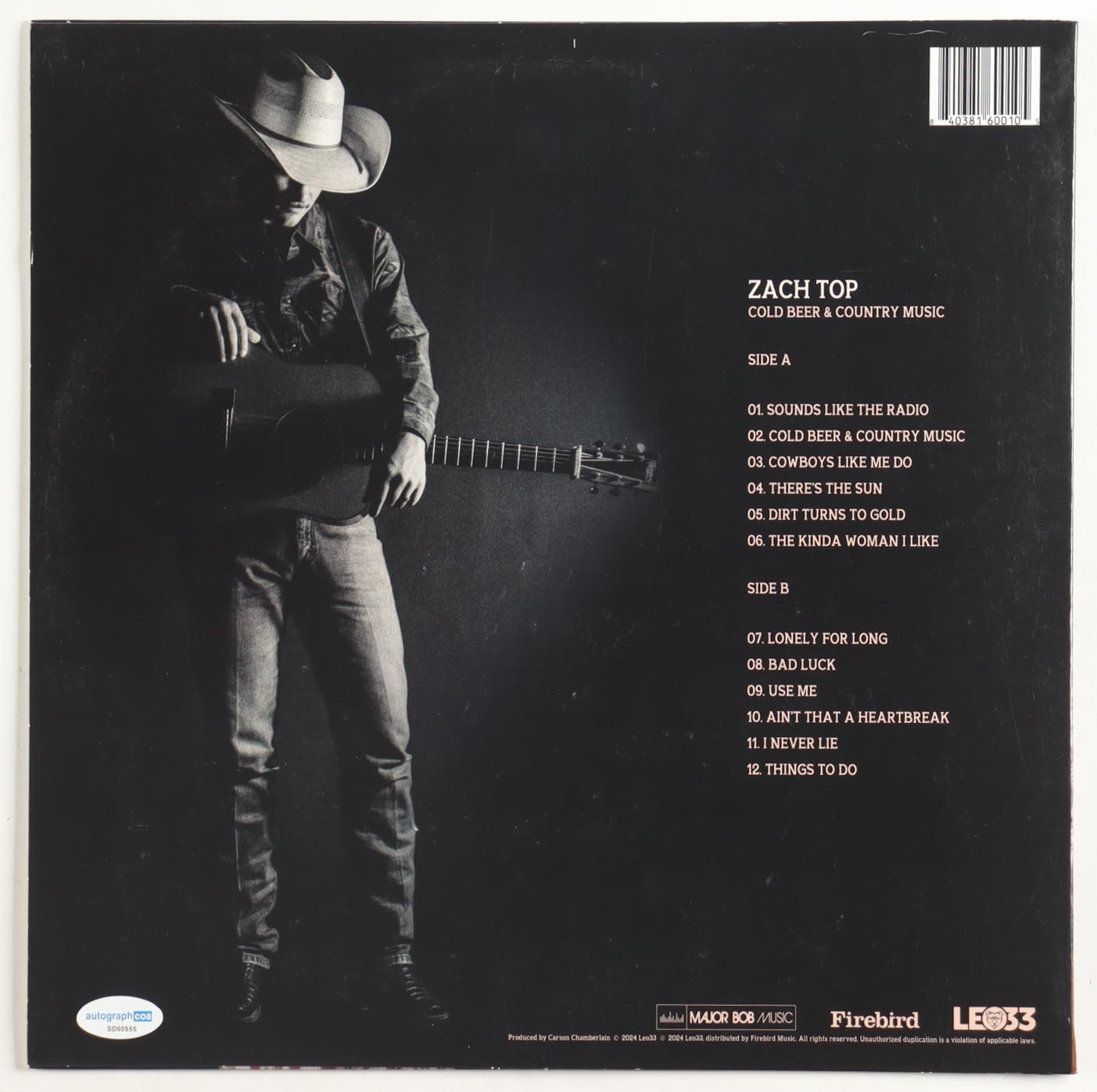 Zach Topp Signed "Cold Beer & Country Music" Vinyl Record Album Cover Inscribed "I Never Lie" (JSA) at PristineAuction.com Zach Topp Signed "Cold Beer & Country Music" Vinyl Record Album Cover Inscribed "I Never Lie" (JSA) at PristineAuction.com