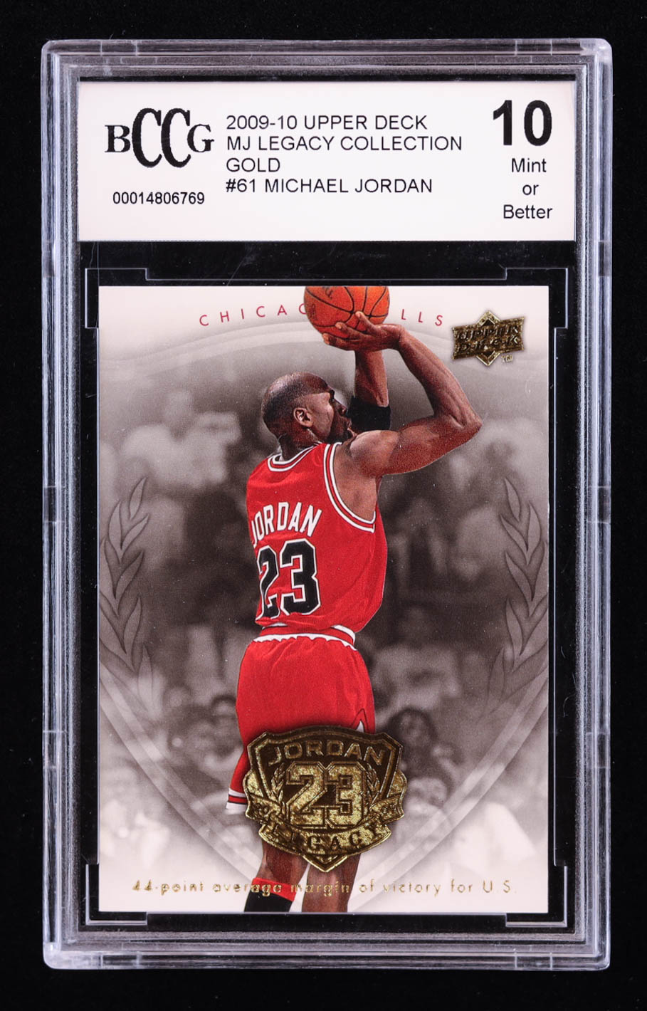 Michael Jordan 2009-10 Upper Deck Michael Jordan Legacy Collection Gold #61 (BCCG 10) at PristineAuction.com Michael Jordan 2009-10 Upper Deck Michael Jordan Legacy Collection Gold #61 (BCCG 10) at PristineAuction.com