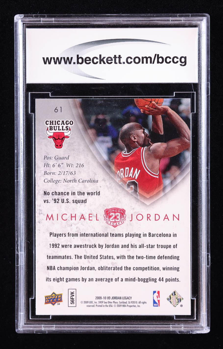 Michael Jordan 2009-10 Upper Deck Michael Jordan Legacy Collection Gold #61 (BCCG 10) at PristineAuction.com Michael Jordan 2009-10 Upper Deck Michael Jordan Legacy Collection Gold #61 (BCCG 10) at PristineAuction.com