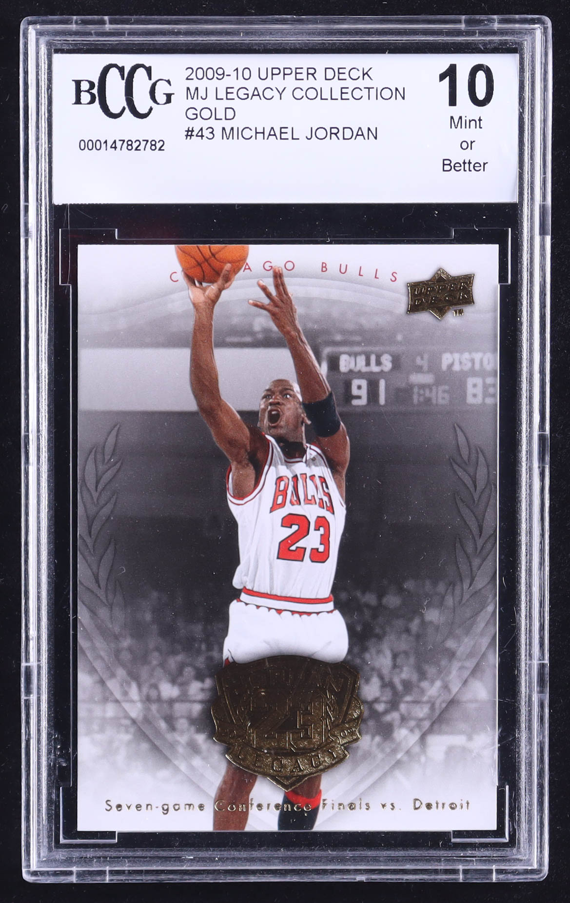 Michael Jordan 2009-10 Upper Deck Michael Jordan Legacy Collection Gold #43 (BCCG 10) at PristineAuction.com Michael Jordan 2009-10 Upper Deck Michael Jordan Legacy Collection Gold #43 (BCCG 10) at PristineAuction.com