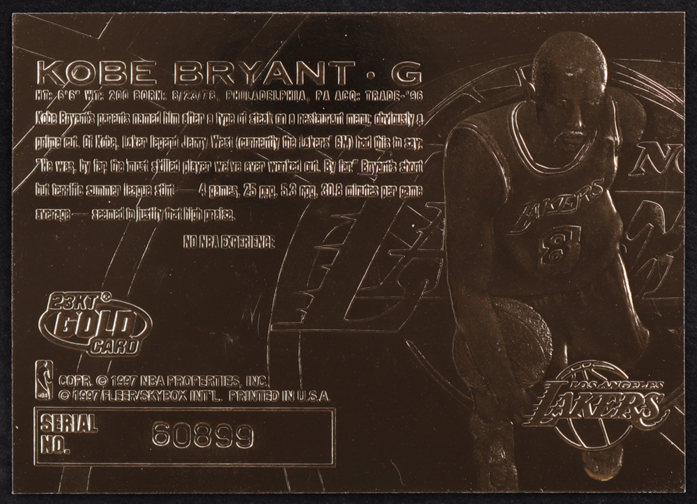 Kobe Bryant 1996-97 Fleer Purple Signature 23Kt Gold RC at PristineAuction.com Kobe Bryant 1996-97 Fleer Purple Signature 23Kt Gold RC at PristineAuction.com