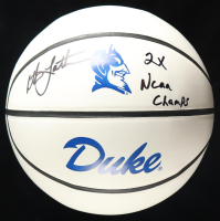 Christian Laettner Signed Duke Blue Devils Logo Basketball Inscribed "2x NCAA Champs" (Schwartz) at PristineAuction.com