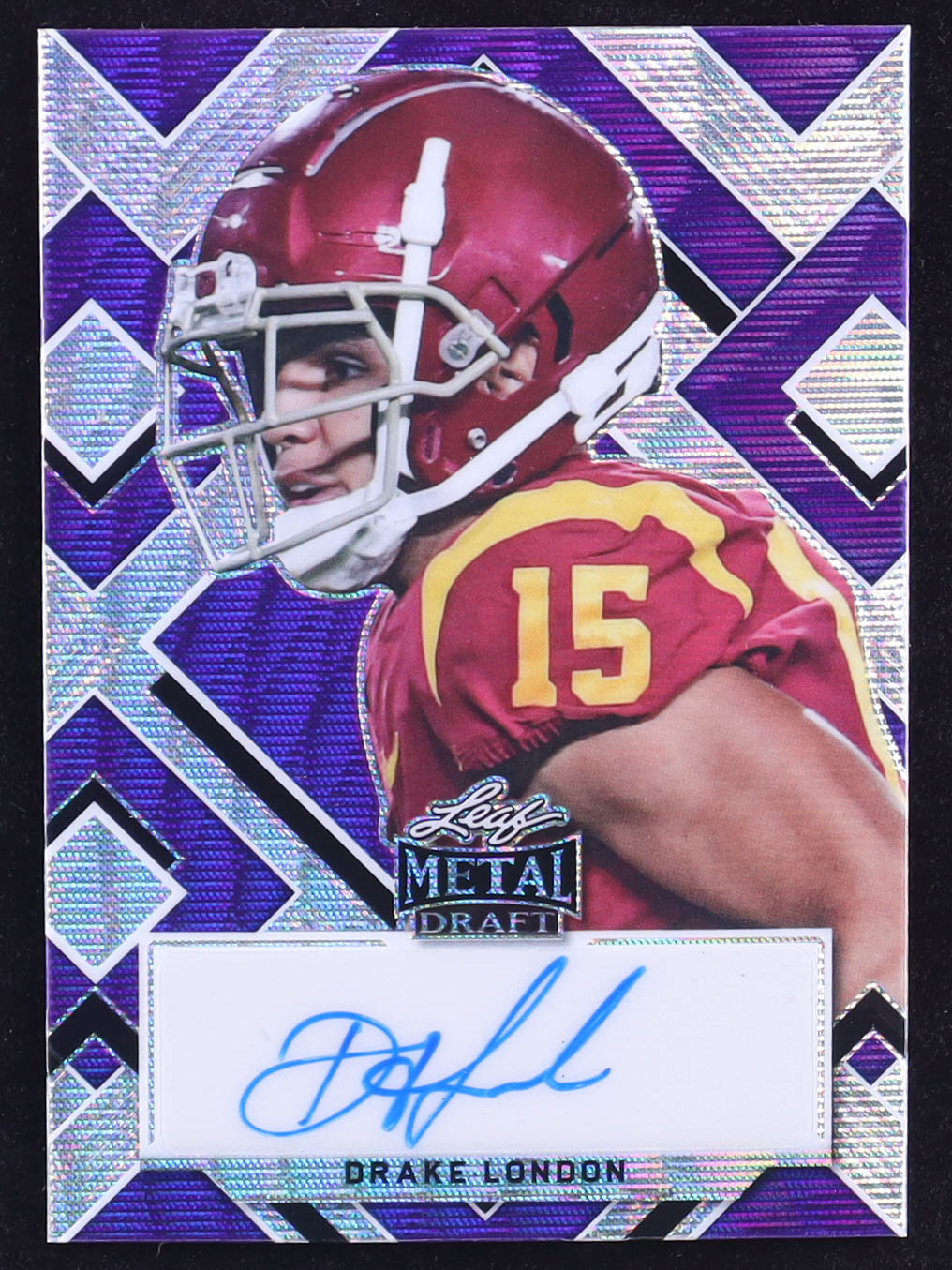 Drake London 2022 Leaf Metal Draft Portraits Wave Purple #PADL2 #11/20 AU RC at PristineAuction.com Drake London 2022 Leaf Metal Draft Portraits Wave Purple #PADL2 #11/20 AU RC at PristineAuction.com