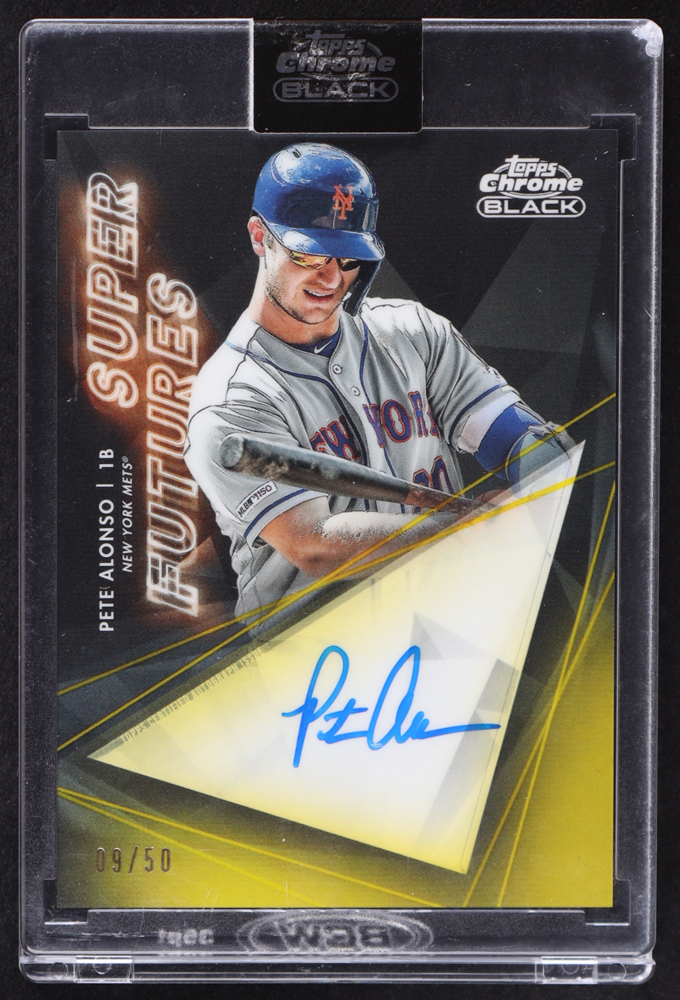 Pete Alonso 2020 Topps Chrome Black Super Futures Autographs Gold Refractors #SFAPA #09/50