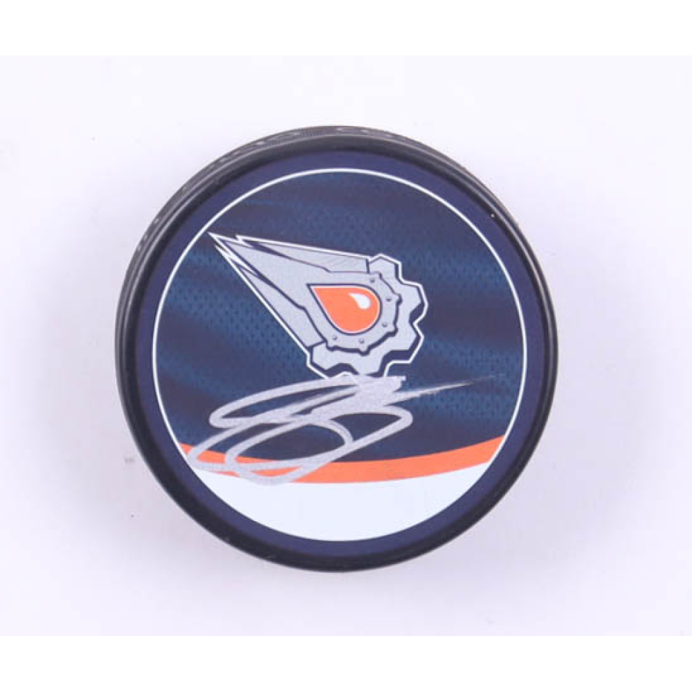 Stuart Skinner Signed Oilers Logo Hockey Puck (JSA) at PristineAuction.com